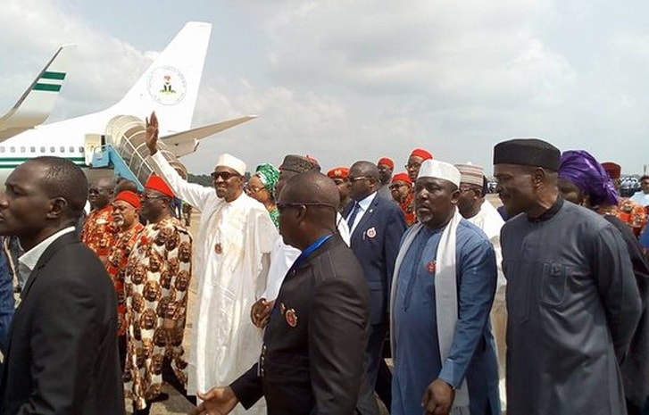 Buhari arrives Ebonyi