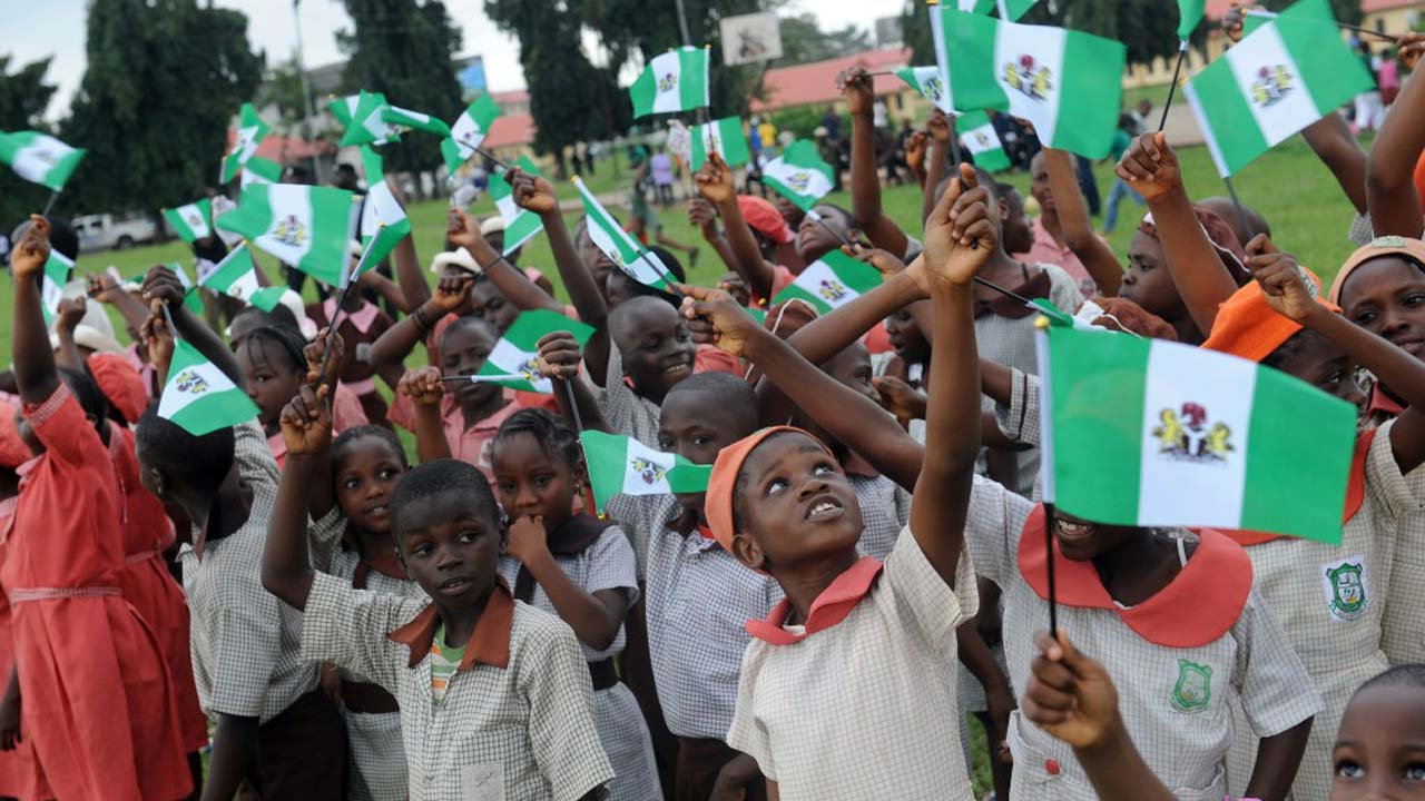 Nigerian children celebrating children's day