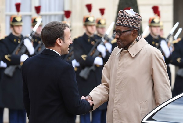 Emmanuel Macron and Muhammadu Buhari