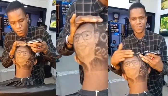 Barber Goes Viral After Carving Peter Obi’s Face On Customer’s Hair (Video)